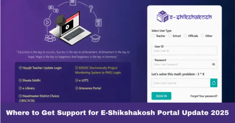 Where to Get Support for E-Shikshakosh Portal Update 2025